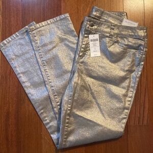 Chico’s Platinum 1 (Medium) NEW WITH TAGS Metallic Bronze Slim Leg Reg. Length